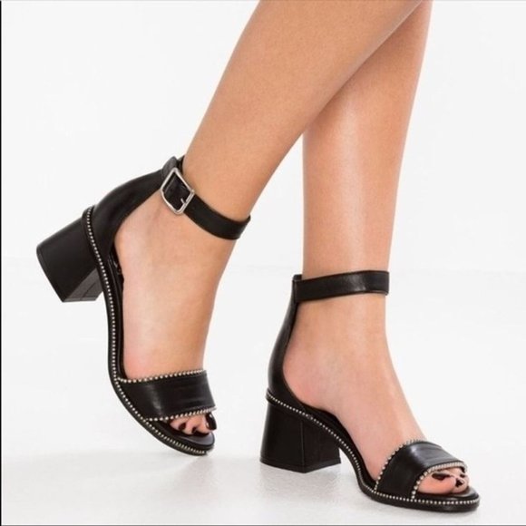 Ma & Lo Italy studded black heeled sandals open toe size 41 (10.5) - Picture 1 of 11